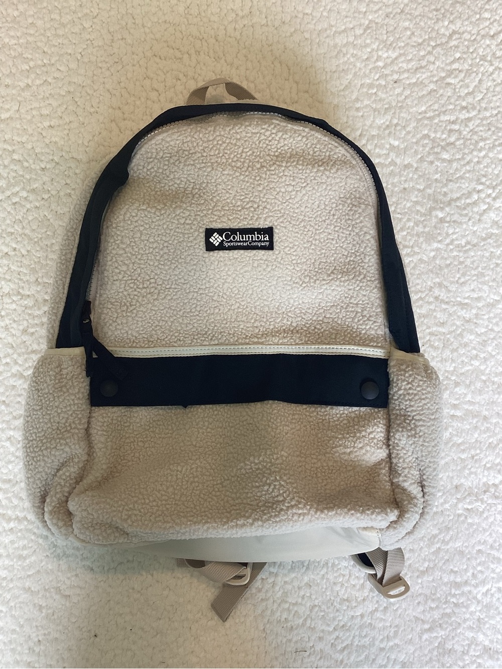 Columbia Sherpa Fleece Backpack Cream Gorpcore Outdoorsy Cabin Core Bag